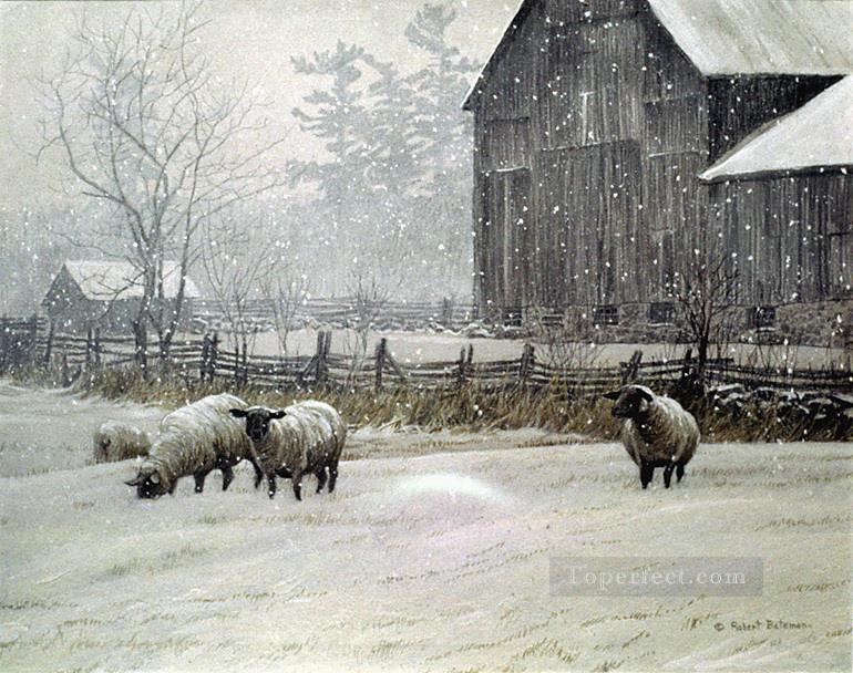 Snowy Sheep Oil Paintings